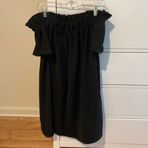 Black off the shoulder short sleeve dress